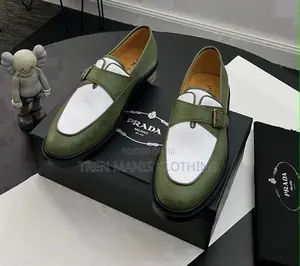 Prada Loafer Shoes - Army Green/White