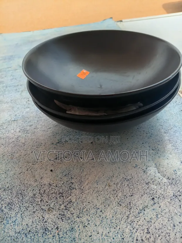 Black Ceramic Shallow Bowl - 1