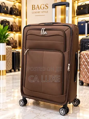Brown Softside Fabric Suitcase with Wheels