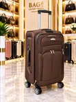 Brown Softside Fabric Suitcase with Wheels - 2