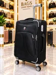 Black Softside Rolling Travel Suitcase with Dual-Front Zippered Luggage Bag - 1