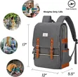 Vintage-Style Black Canvas Laptop Backpack with Brown Leather Accents - 3