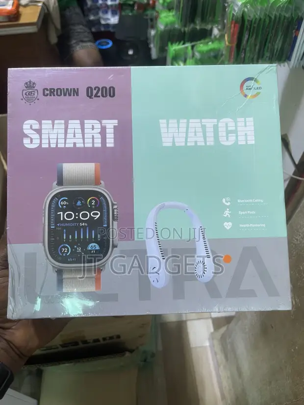 Crown Q200 Ultra Smart Watch + Bonus Neck Fan - 1