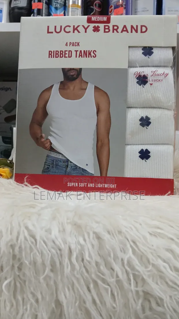 Lucky Brand 4-Pack Men's White Ribbed Cotton Underwear - Medium - 1