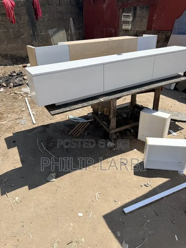 Wood-Mode TV Stand with LED - White - 1