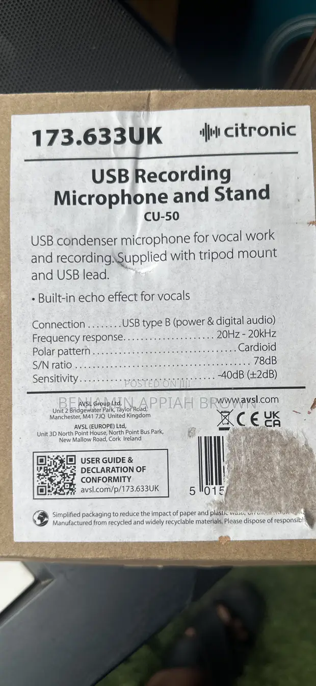 Citronic USB Recording Microphone and Stand - 1