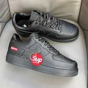Nike x Supreme Air Force 1 Low Black Leather Sneakers