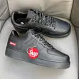 Nike x Supreme Air Force 1 Low Black Leather Sneakers - 1
