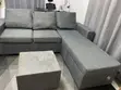 L-Shape Sectional Sofa with Ottoman - Grey Fabric - 1