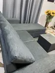 L-Shape Sectional Sofa with Ottoman - Grey Fabric - 4