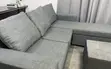 L-Shape Sectional Sofa with Ottoman - Grey Fabric - 5