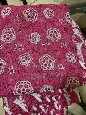Magenta Cord Lace Fabric - 6 Yards