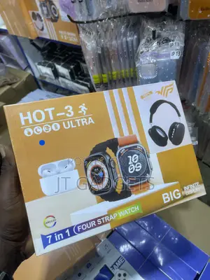 HOT-3 Ultra Smart Watch 7-in-1 Combo with Wireless Earbuds