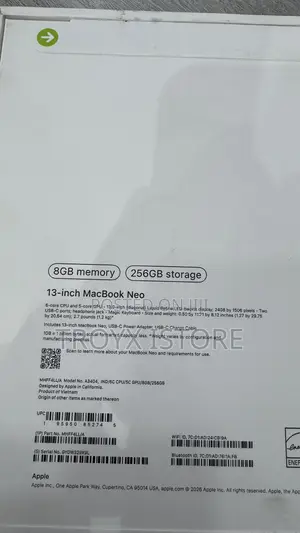 Apple MacBook Neo 2026 Laptop 8GB RAM 256GB SSD