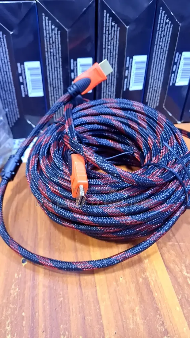 Red Breaded HDMI Cable 20m - 1