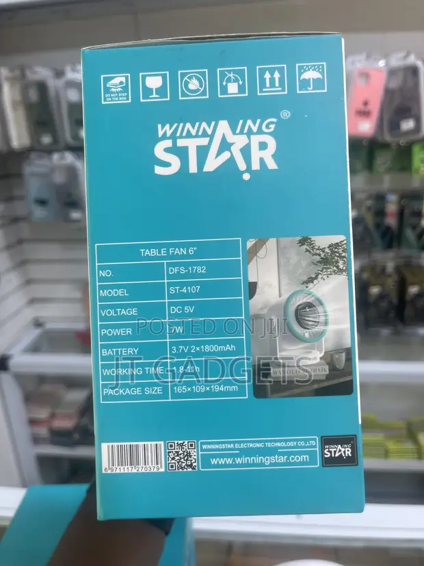 Winning Star Rechargeable Table Fan 6" (ST-4107) - 1