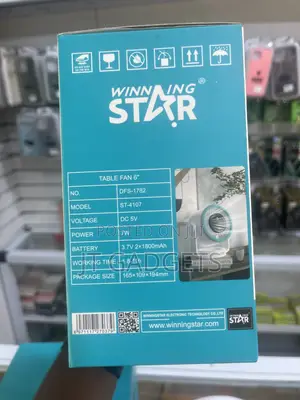Winning Star Rechargeable Table Fan 6" (ST-4107)
