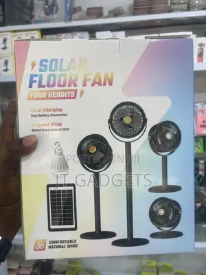 Solar Floor Fan - Model S39 (4 Heights, Solar Charging)
