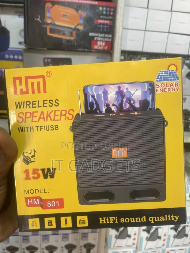 HM-801 Wireless Speaker with Solar Energy – 15W HiFi - 1