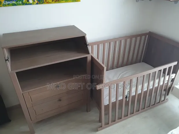 IKEA SUNDVIK Cot, Wardrobe & Changing Table Set - Grey Brown - 1