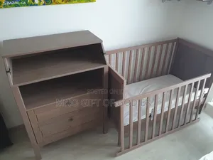 IKEA SUNDVIK Cot, Wardrobe & Changing Table Set - Grey Brown
