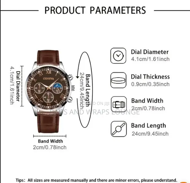 Geneva Men's Genuine Leather Quartz Watch - 1