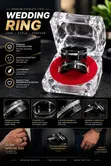Men's Stainless Steel Textured Silver Inlay Wedding Ring - 3