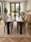 Black and Gold Marble Dining Set - 5