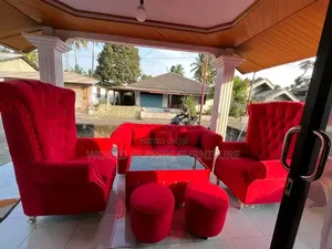 Luxury Red Velvet Tufted Sofa Set