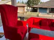 Luxury Red Velvet Tufted Sofa Set - 2