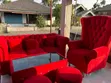 Luxury Red Velvet Tufted Sofa Set - 3