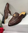 Luxury Versace Leather Half Shoes (Brown) - 2