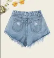 Boohoo High Waist Jeans Shorts - Women's Blue - 1