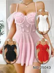 Mesh Flower Night Wear Dress with G-String - 4 Colors - 1