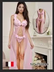 Mesh Flower Night Wear Dress with G-String - 4 Colors - 2