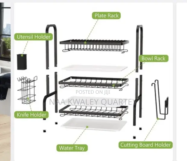 3-Tier Dish Drainer Rack with Removable Trays - 1