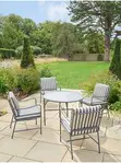 5 Piece Outdoor Dining Set (Grey & White Stripe) - 1