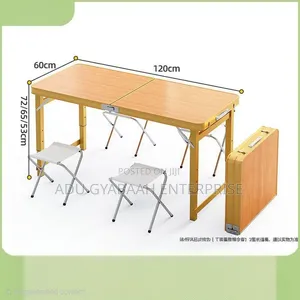 Portable Foldable Picnic Table with Adjustable Height Stools