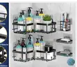 5pcs Stainless Steel Corner Shower Caddy Set - Black - 1