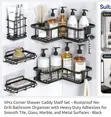 5pcs Stainless Steel Corner Shower Caddy Set - Black - 2
