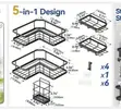 5pcs Stainless Steel Corner Shower Caddy Set - Black - 5