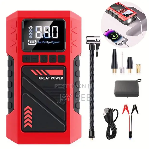 T-706 4-in-1 Portable Car Jump Starter & Tyre Inflator - 1