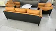 Modern 5-Seater Orange & Black Leather Sofa Set with Coffee Tables - 2