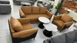 Modern 5-Seater Orange & Black Leather Sofa Set with Coffee Tables - 5