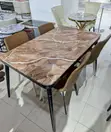 Modern Marble-Design Dining Table Set with 4 Chairs - 3