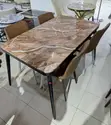 Modern Marble-Design Dining Table Set with 4 Chairs - 4