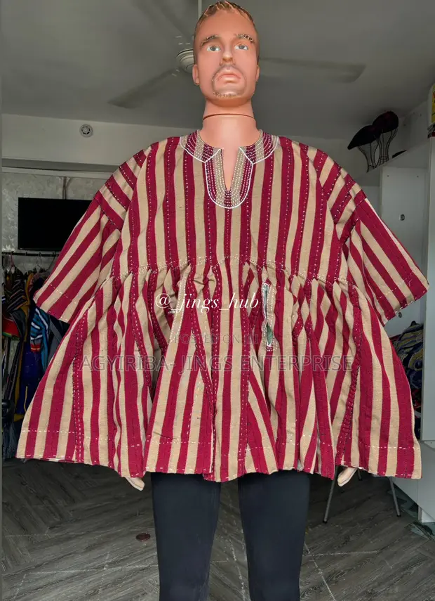Cream and Wine Handwoven Smock - 1