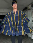 Navy Blue and Gold Handwoven Smock - 2