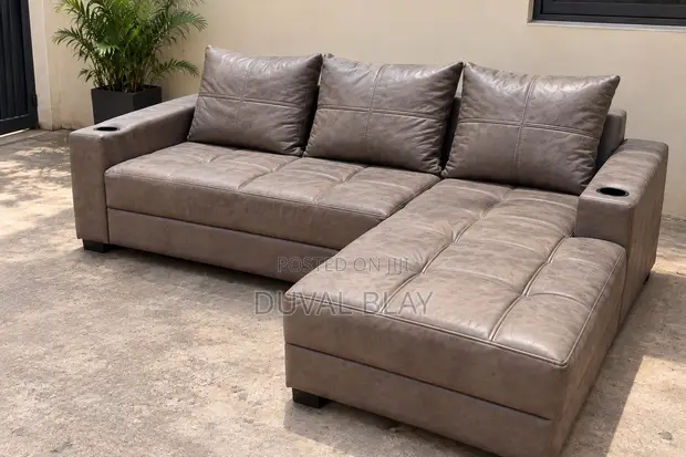 Used L-Shaped Sofa - Taupe/Brown - 1