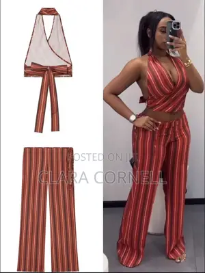 Zara Red Striped 2-Piece Set - Brand New